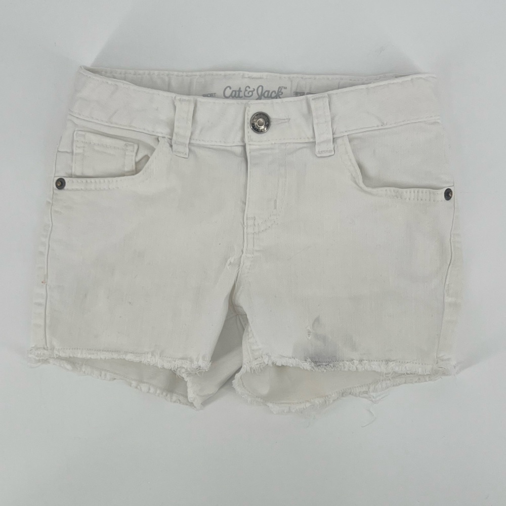 Cat & Jack White Frayed Hem Adjustable Waist Shorts Size Medium Girl's